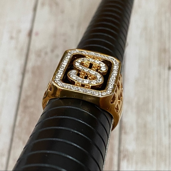 Unsigned CZ Stone Dollar $-Sign Hip Hop Gold-tone Men’s Fashion Ring Size 12 - Picture 6 of 12